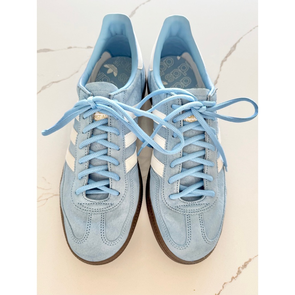 Adidas Handball Spezial Mens 9 Clear Blue White Gum Suede Sneakers BD7632